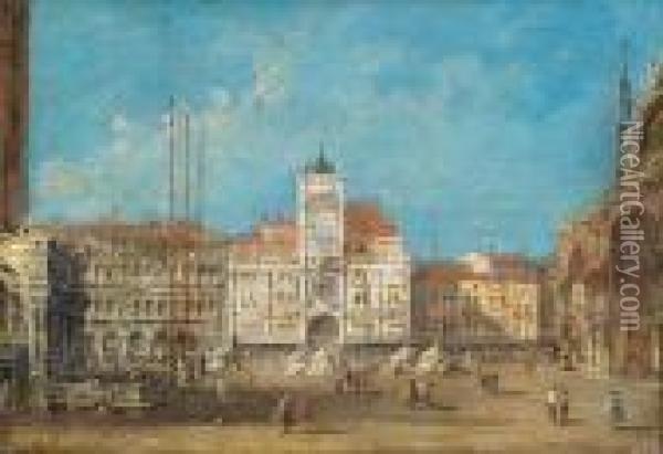 Saint Mark's Square, Venice, Looking Towards The Torre Dell'orologio Oil Painting - Giacomo Guardi