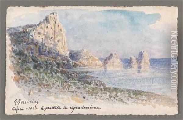 A View Of Capri And The Faraglioni Oil Painting - Pier Guiseppe Ferrarini