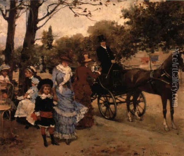 An Outing In The Park Oil Painting - Jose Miralles Darmanin