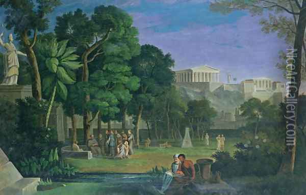 The Philosophers Garden, Athens, 1834 Oil Painting - Antal Strohmayer
