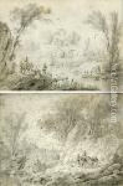 Paysages Animes Oil Painting - Jean-Baptiste Pillement