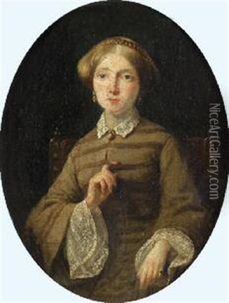 Ritratto Di Giovane Dama Oil Painting - Claudius Jacquand