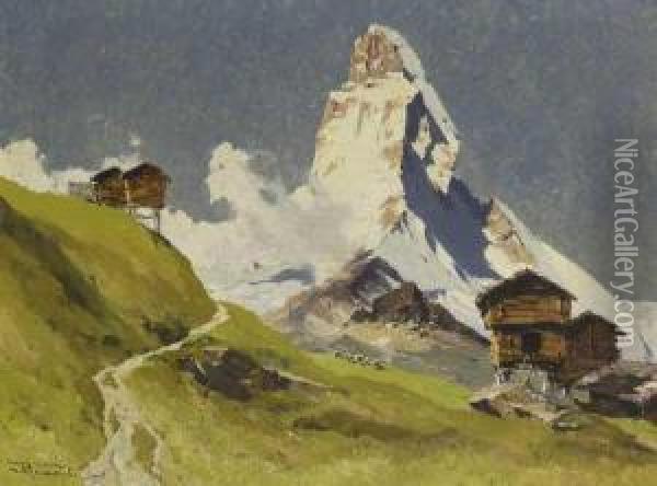 Matterhorn Vom Riffelweg Oil Painting - Hans Maurus