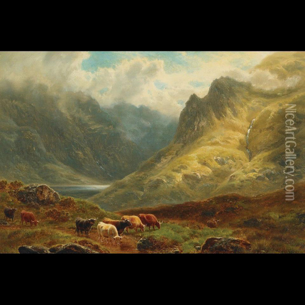 Glen Goil, Argyleshire; Loch Restil, Argyleshire Oil Painting - William Davies