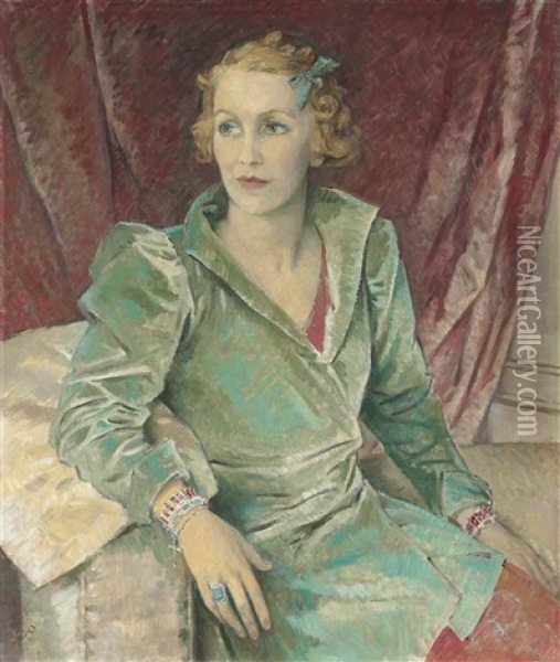 Portrait Of Lady Benthall Oil Painting - Glyn Warren Philpot