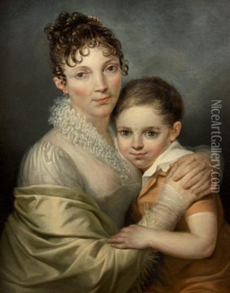 Portrait De Femme Et De Son Fils Oil Painting - Francois Joseph Navez