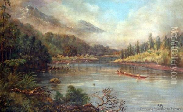 Pipiriki, Whanganui River Oil Painting - Charles Blomfield