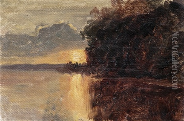 Landscape (study) Oil Painting - Magnus Hjalmar Munsterhjelm