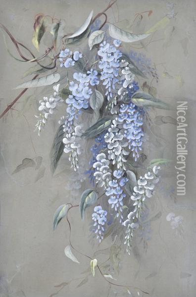 Hanging Blue And White Flowers Oil Painting - Marian Ellis Rowan