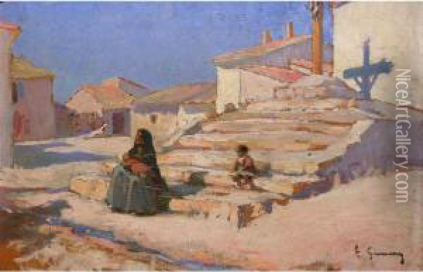 La Mere Au Calvaire Oil Painting - Adolphe Gumery