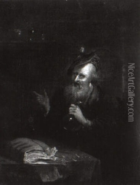 Doctor In His Study Oil Painting - Gerrit Dou