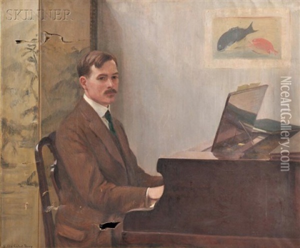 Gentleman At A Piano Oil Painting - Lilla Cabot Perry