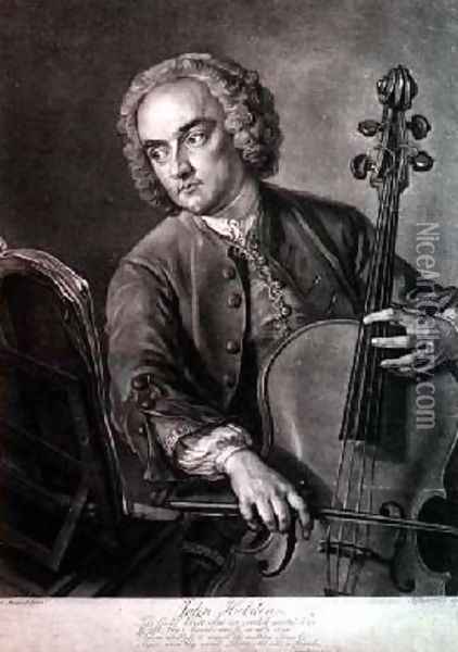 Portrait of John Hebden fl.1740-60 a cellist in Handels orchestra Oil Painting - Philipe Mercier