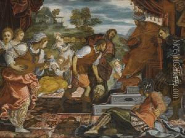 The Triumph Of David Oil Painting - Domenico Tintoretto