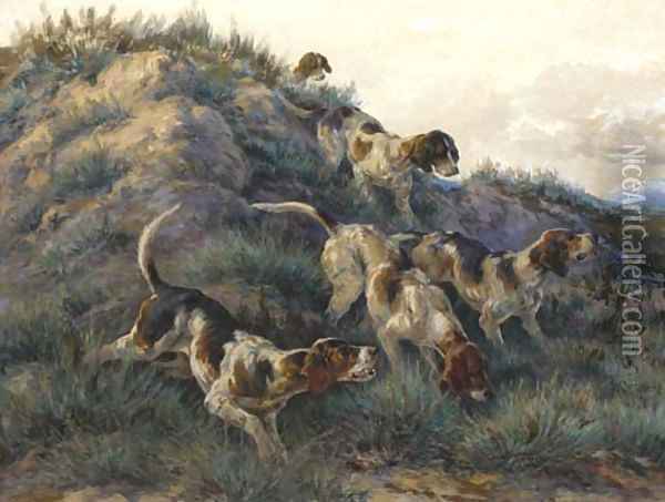Hounds on a scent Oil Painting - Edmund Henry Osthaus