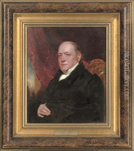 Portrait Of Sir George Farrant, In A White Shirt And Black Coat Oil Painting - Henry Wyatt
