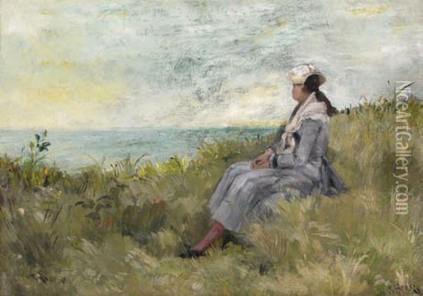 Jeune Femme Assise Dans Un Paysage Oil Painting - Robert Henri