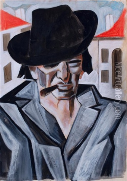 Portrait Of A Shady Gentleman Oil Painting - Hugo Scheiber