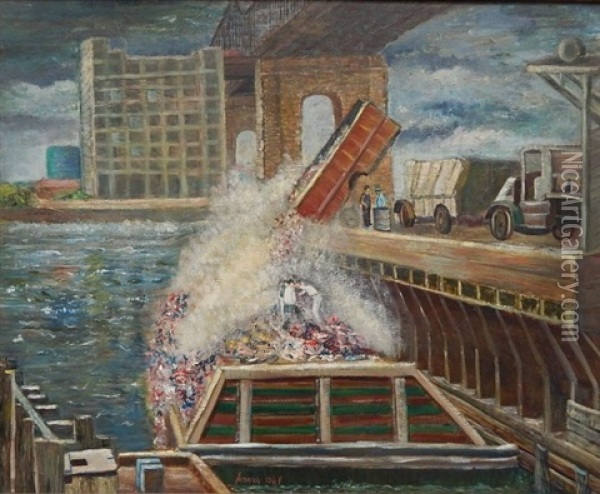 Industrial Scene - New York Oil Painting - Joseph Biel