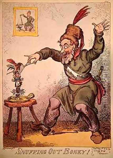 Snuffing out Boney Oil Painting - George Cruikshank I