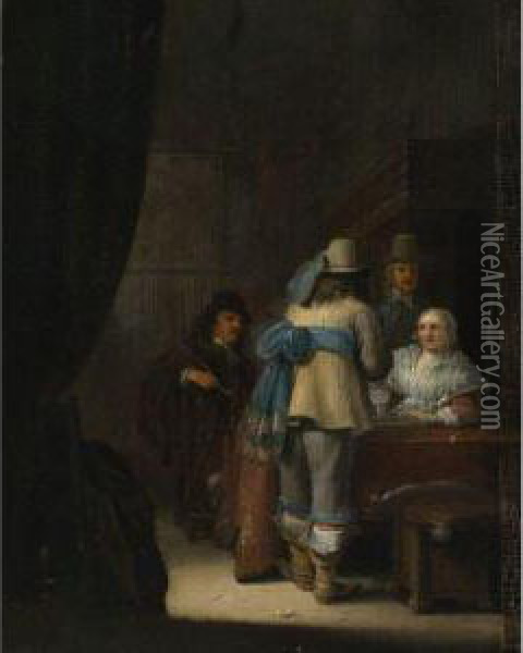 Figures In An Interior Oil Painting - Antonie Palamedesz