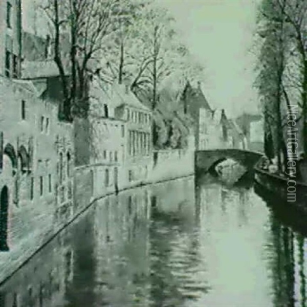 European Canal Scene Oil Painting - Jean Francois Raffaelli