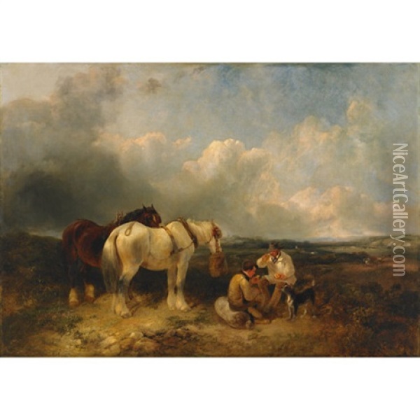 Harvestor's Noon Day Rest In The Hayfield Oil Painting - George Cole