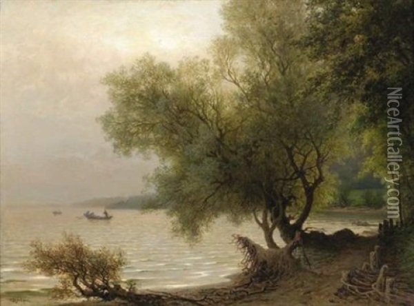 Les Pecheurs Sur Le Lac Oil Painting - Nikolai Nikonorovitch Doubovskoi