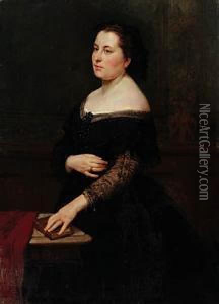 Portret Kobiety Z Modlitewnikiem 1864 R. Oil Painting - Marie Wiegmann