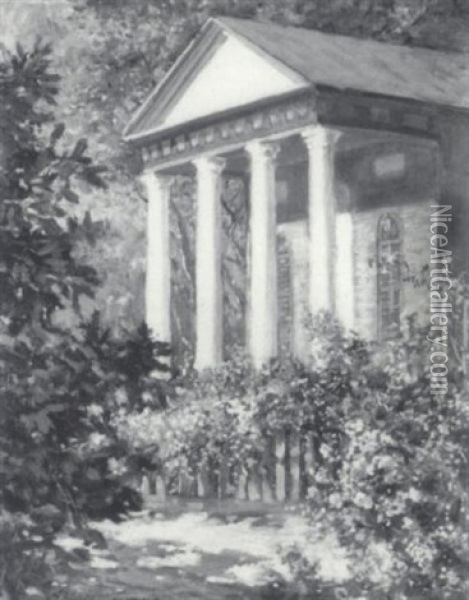 New England Greek Revival Building Oil Painting - Abbott Fuller Graves