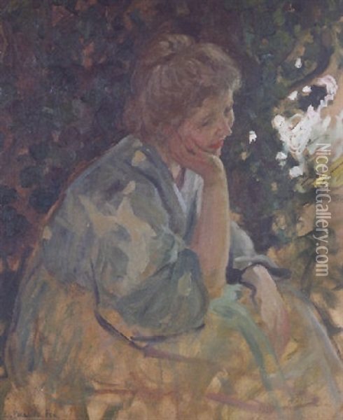 Woman In A Garden Oil Painting - Emanuel Phillips Fox