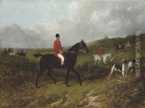 Portrait Of Richard James Streatfeild, On His Retirement From The Mastership Of The South Down Foxhounds, 1881 Oil Painting - George Earl