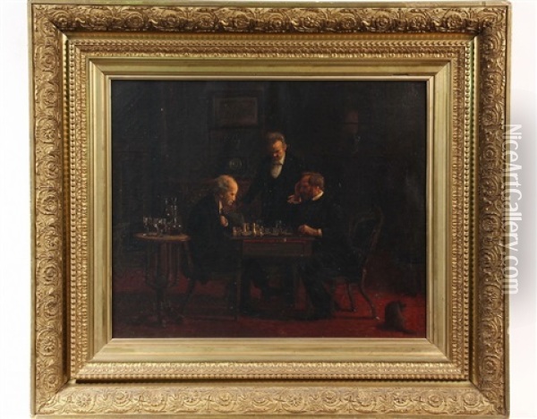 The Chess Players Oil Painting - Thomas Eakins