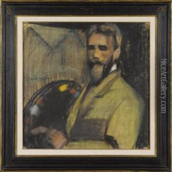 A Self Portrait Oil Painting - Paul Alexandre Alfr. Leroy