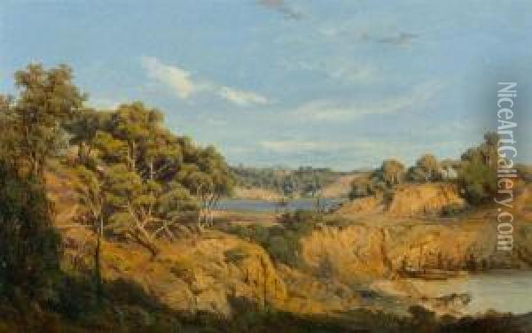 Southern Landscape. 1852. Oil Painting - Vincent Courdouan