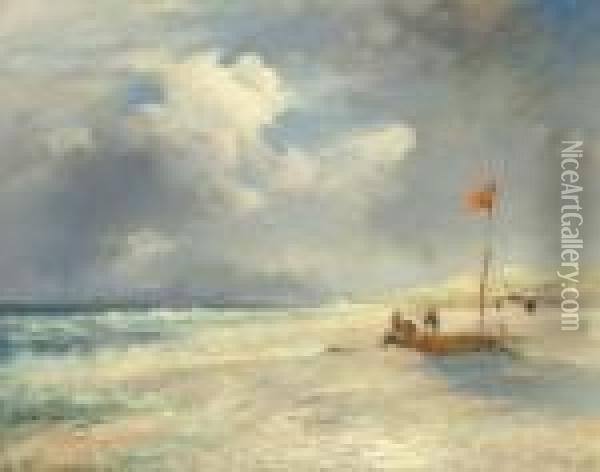 East Hampton Beach Oil Painting - Thomas Moran
