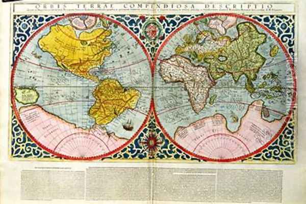 Map of the World from the Atlas sive cosmographicae Oil Painting - Gerard Mercator