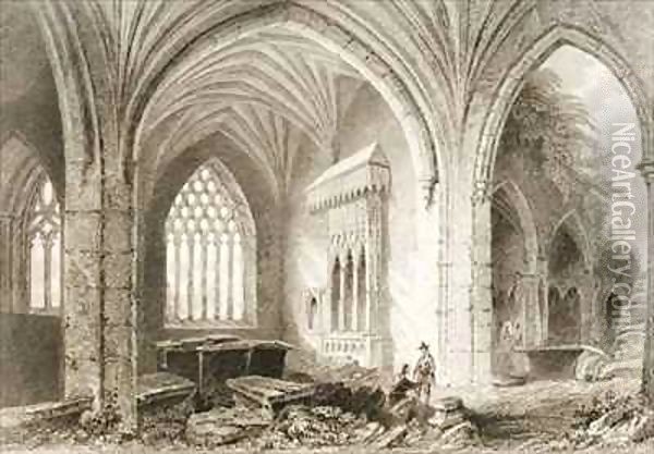 Interior of Holycross Abbey, County Tipperary, Ireland Oil Painting - William Henry Bartlett