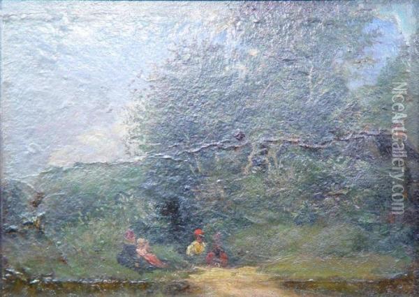 Chemin Des Amants Au Crepuscule Oil Painting - Paul Huet