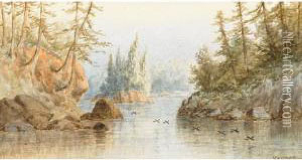 Lake Chebatiohoun Oil Painting - Frederick Arthur Verner