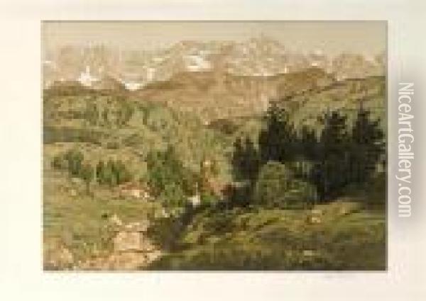 View Of The Alps Near St Oil Painting - Hans Thoma