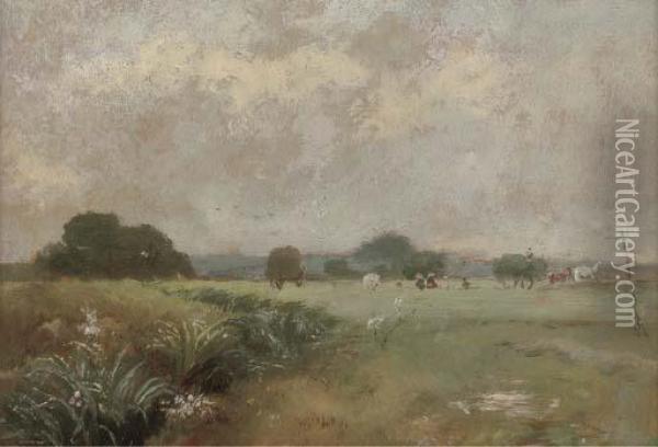 Hale Farm Water Meadows Oil Painting - Arthur James Stark
