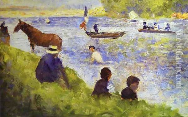 Horse and Boat Oil Painting - Georges Seurat