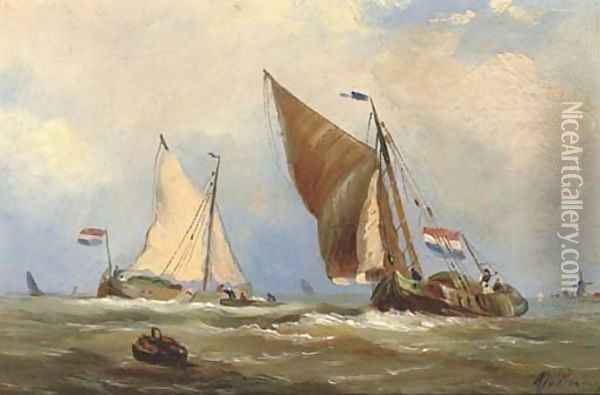 In full sail Oil Painting - Albert Jurardus Van Prooyen