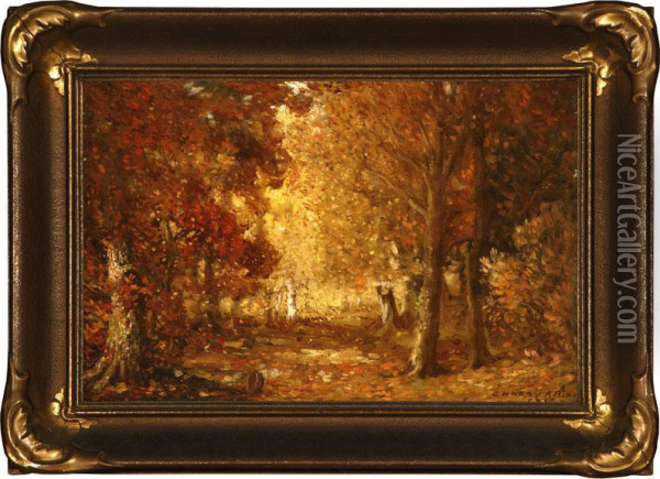 Autumn In The Forest, France Oil Painting - C. Harry Allis