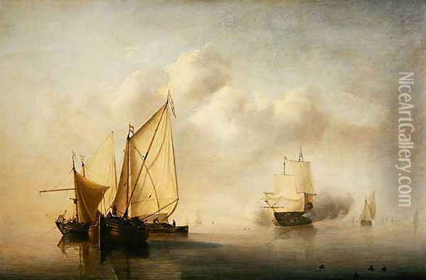 Calm Sea, 1653 Oil Painting - Willem van de Velde the Younger