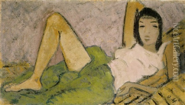 Liegendes Madchen Oil Painting - Otto Mueller