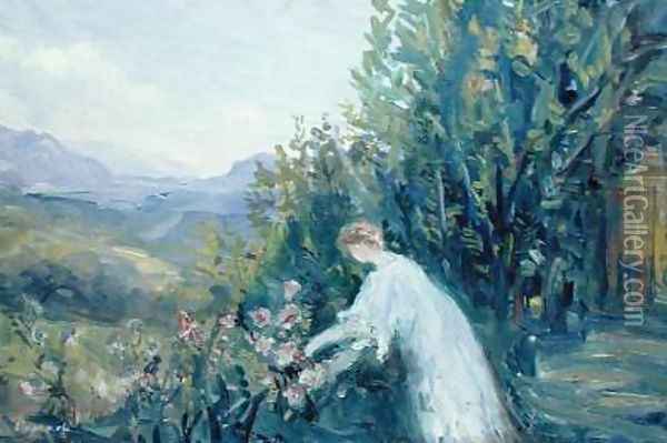 Woman in a Garden Oil Painting - Pierre Laprade