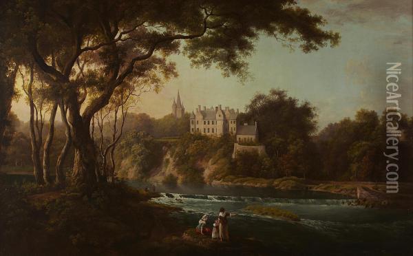 Brechin Castle From The River Oil Painting - Alexander Nasmyth