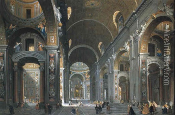 Interno Di San Pietro Oil Painting - Francesco Panini